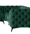 Pikowany narożnik Chesterfield Chloe butelkowa zieleń 3x1