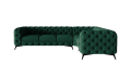 Pikowany narożnik Chesterfield Chloe butelkowa zieleń 3x1