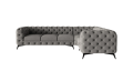 Pikowany narożnik Chesterfield Chloe szary 3x1