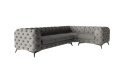 Pikowany narożnik Chesterfield Chloe szary 3x1