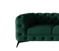 Pikowany narożnik Chesterfield Chloe z szezlongiem butelkowa zieleń 3