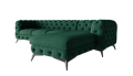 Pikowany narożnik Chesterfield Chloe z szezlongiem butelkowa zieleń 3