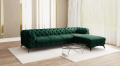 Pikowany narożnik Chesterfield Chloe z szezlongiem butelkowa zieleń 3