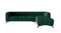 Pikowany narożnik Chesterfield Chloe z szezlongiem butelkowa zieleń 3