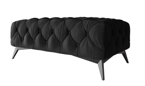 Duża pikowana pufa Chesterfield Chloe czarna