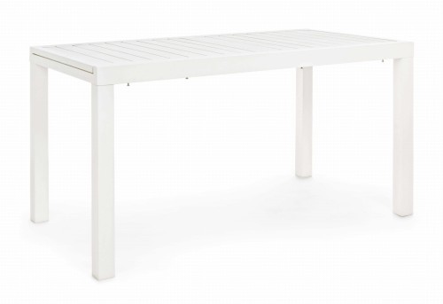 Biały rozkładany stół ogrodowy Hilde 140-210x77