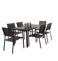 Zestaw jadalniany Hilde antracytowy aluminium 140 i 6 krzeseł