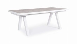 Biały rozkładany ogrodowy stół jadalniany Krion