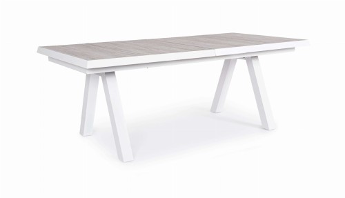 Biały rozkładany ogrodowy stół jadalniany Krion