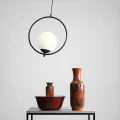 Lampa wisząca SOL biała kula z czarnym