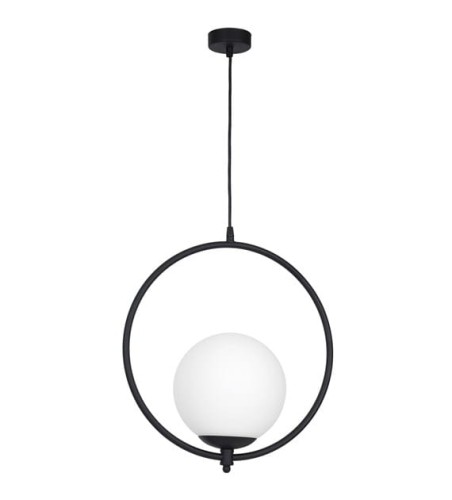 Lampa wisząca SOL biała kula z czarnym