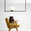 Geometryczny plafon FRAME czarny z kulą poziomy