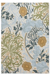 Zielono Niebieski Dywan Zewnętrzny w Kwiaty SEAWEED RIVER