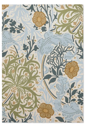 Zielono Niebieski Dywan Zewnętrzny w Kwiaty SEAWEED RIVER