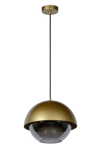 Lampa wisząca Cooper mosiądz i dymione szkło