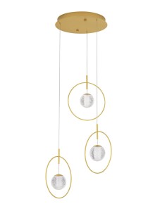 Potrójna lampa wisząca BACATA Disc 3 w kolorze złota