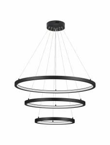 Nowoczesna lampa wisząca IRUN RING TRIPLE czarna
