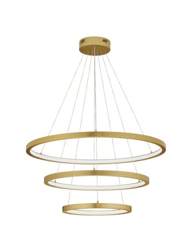 Złota lampa wisząca z trzema pierścieniami IRUN RING TRIPLE