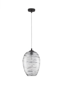 Owalna lampa wisząca BAMBU OVAL dymione szkło