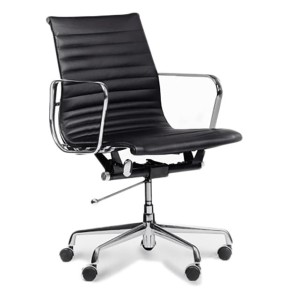 Czarny Fotel biurowy skóra naturalna 117