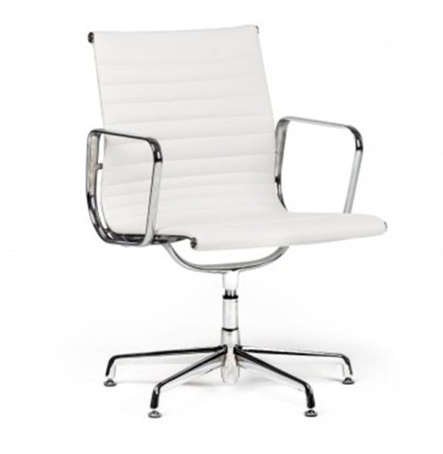 Biały Fotel biurowy skóra naturalna 608