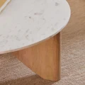 Stolik kawowy okrągły z drewnianą podstawą Prestige