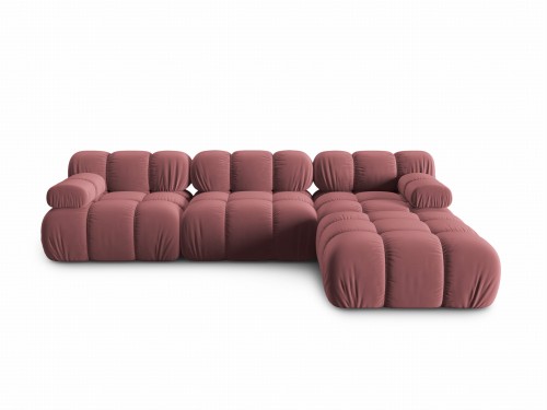 Aksamitna narożna sofa modułowa 3-osobowa Bellis różowa 