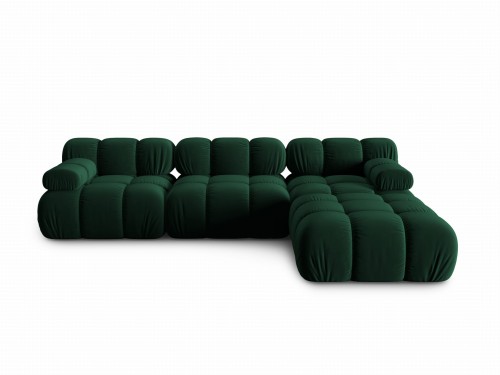 Aksamitna narożna sofa modułowa 3-osobowa Bellis butelkowa zieleń