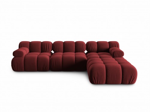 Aksamitna narożna sofa modułowa 3-osobowa Bellis ciemna fuksja