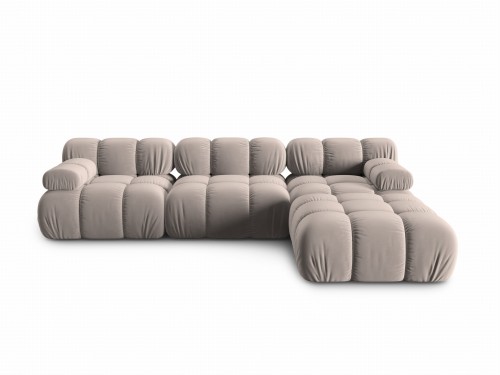 Aksamitna narożna sofa modułowa 3-osobowa Bellis beżowa