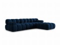 Aksamitna narożna sofa modułowa 3-osobowa Bellis granatowa