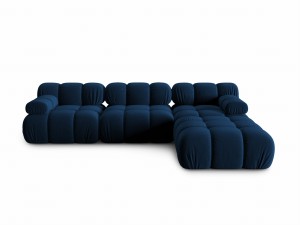 Aksamitna narożna sofa modułowa 3-osobowa Bellis granatowa