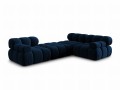 Aksamitna narożna sofa modułowa 3-osobowa Bellis granatowa