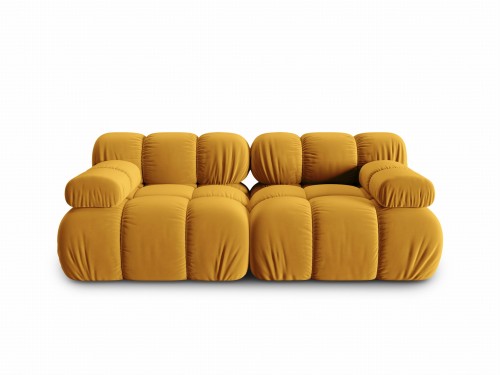 Aksamitna sofa modułowa 2-osobowa Bellis musztardowa