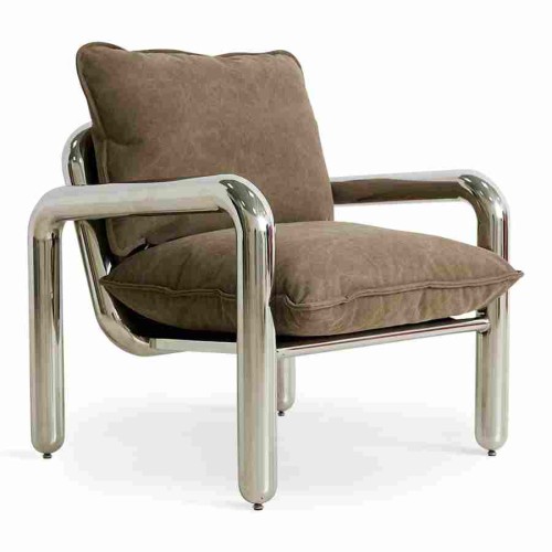 Fotel chromowany Canvas brązowy