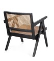 Czarny fotel wypoczynkowy Galia z siedziskiem z plecionki