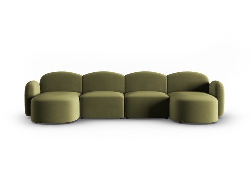 Panoramiczna sofa 6-osobowa Blair oliwkowa velvet