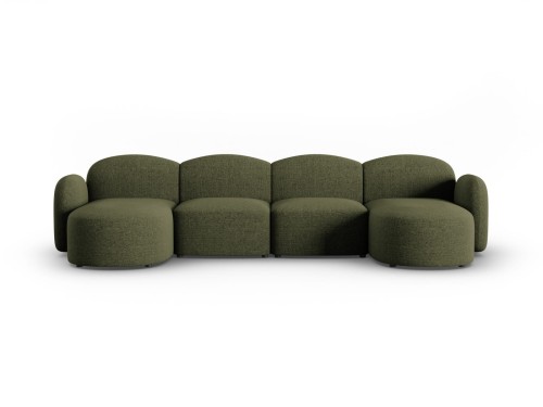 Panoramiczna sofa 6-osobowa Blair oliwkowa szenil