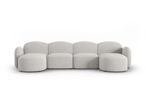 Panoramiczna sofa 6-osobowa Blair jasnoszara szenil
