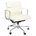 Biały Fotel Biurowy Skóra Naturalna 717