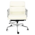 Biały Fotel Biurowy Skóra Naturalna 717