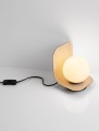 Lampa stołowa HERAS biała kula drewno