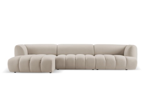 Obszerna nowoczesna sofa narożna Harry beżowa L/P velvet