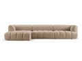 Obszerna nowoczesna sofa narożna Harry piaskowa L/P velvet