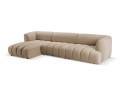 Obszerna nowoczesna sofa narożna Harry piaskowa L/P velvet