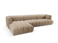 Obszerna nowoczesna sofa narożna Harry piaskowa L/P velvet