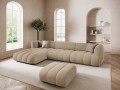 Obszerna nowoczesna sofa narożna Harry piaskowa L/P velvet