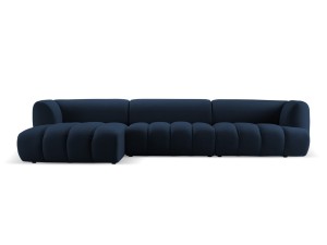 Obszerna nowoczesna sofa narożna Harry granatowa L/P velvet