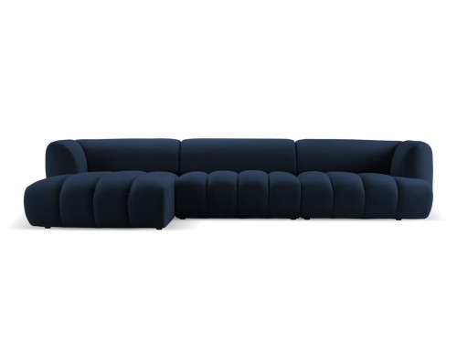 Obszerna nowoczesna sofa narożna Harry granatowa L/P velvet