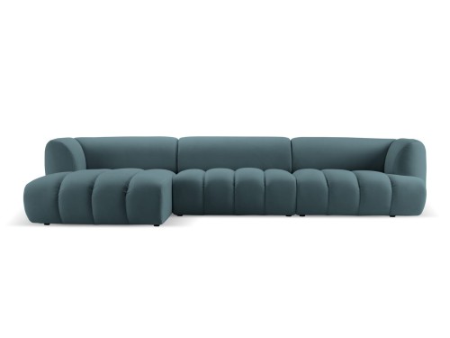 Obszerna nowoczesna sofa narożna Harry morska L/P velvet
